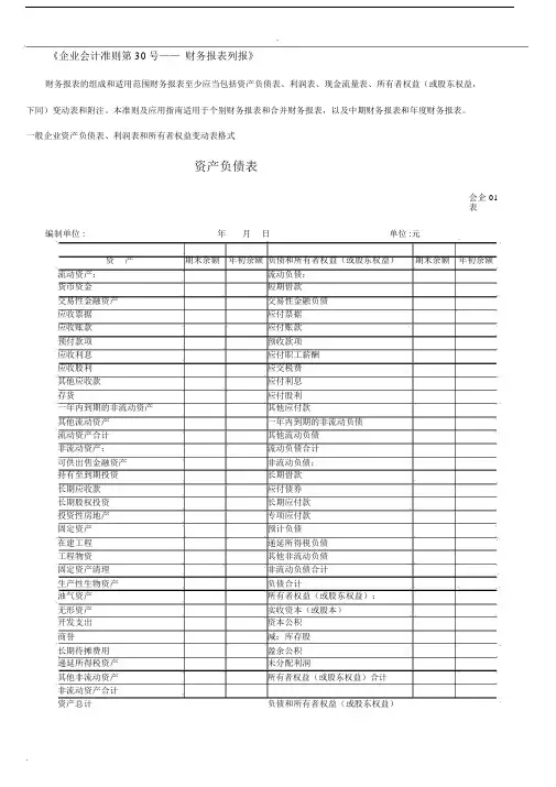 新会计准则全套报表模板.docx