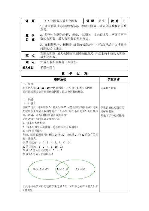 15公因数与最大公因数