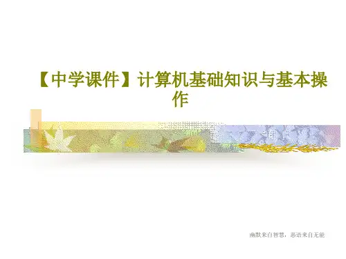 【中学课件】计算机基础知识与基本操作共20页文档