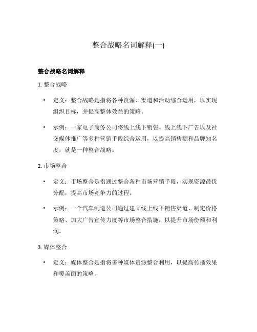 整合战略名词解释(一)