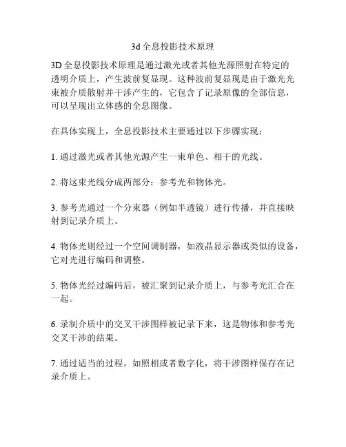 3d全息投影技术原理