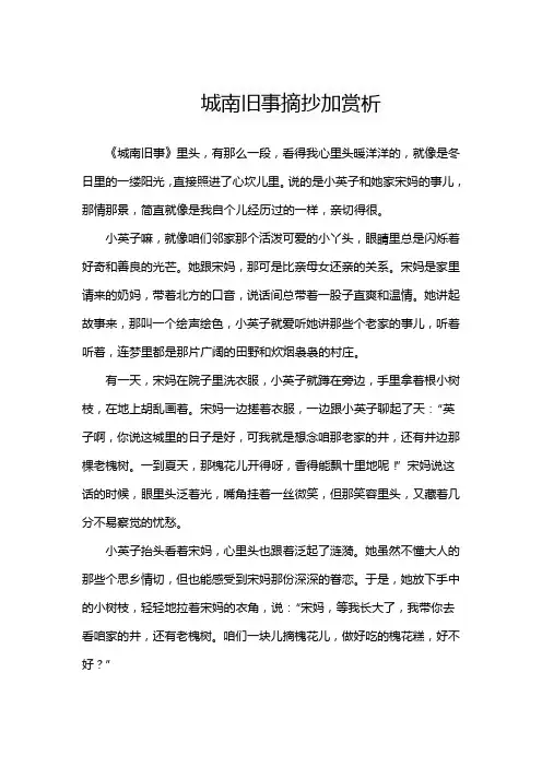 城南旧事摘抄加赏析