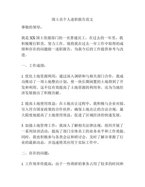 国土员个人述职报告范文