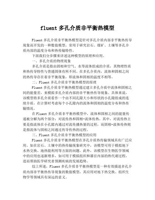 fluent多孔介质非平衡热模型
