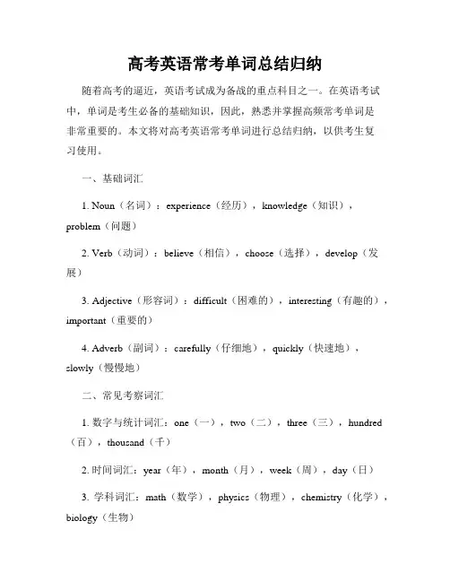 高考英语常考单词总结归纳
