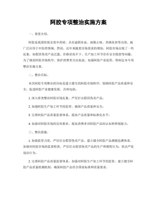阿胶专项整治实施方案