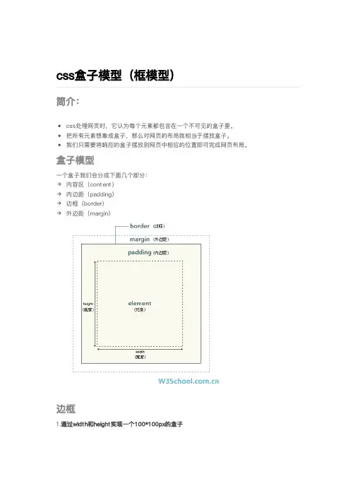 css盒子模型(框模型)