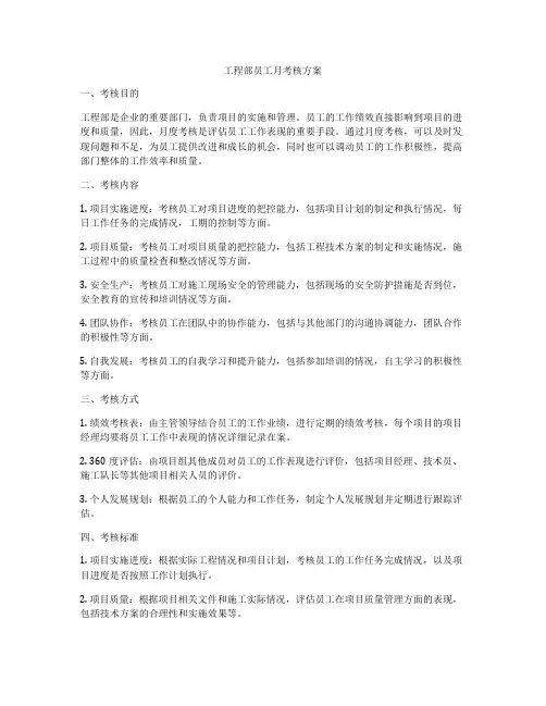 工程部员工月考核方案