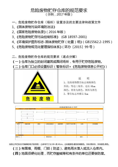 危险废物贮存仓库的规范要求