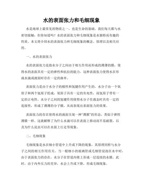 水的表面张力和毛细现象