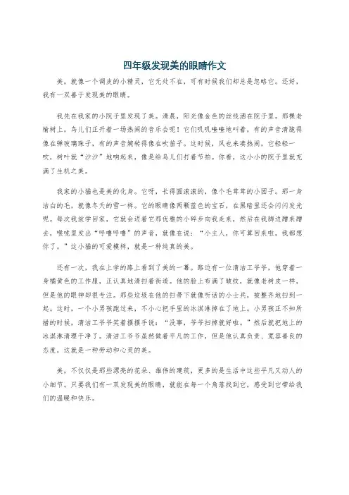 四年级发现美的眼睛作文