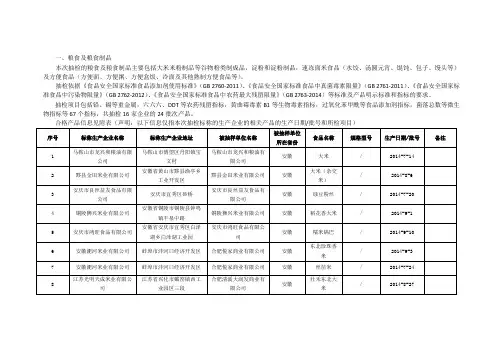 一、粮食及粮食制品