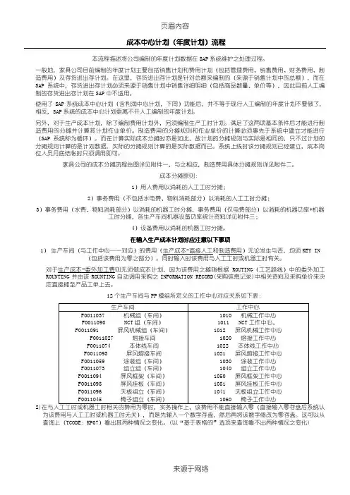 成本中心计划(年度计划)流程