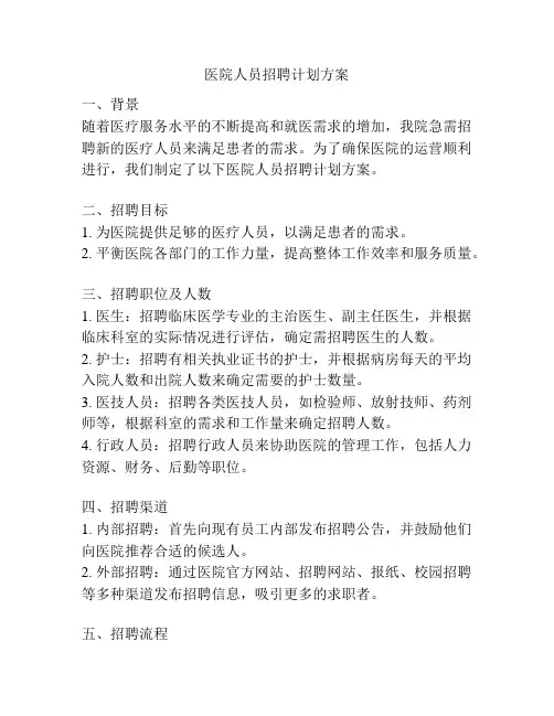 医院人员招聘计划方案