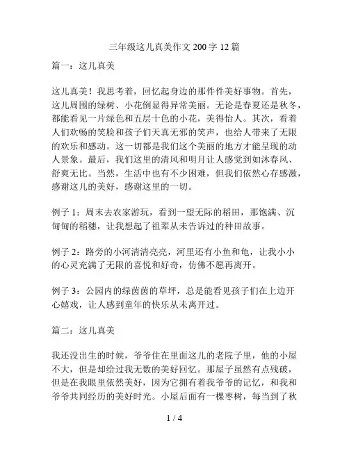 三年级这儿真美作文200字12篇