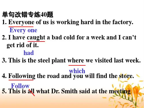 高考英语单句改错40题(课堂PPT)