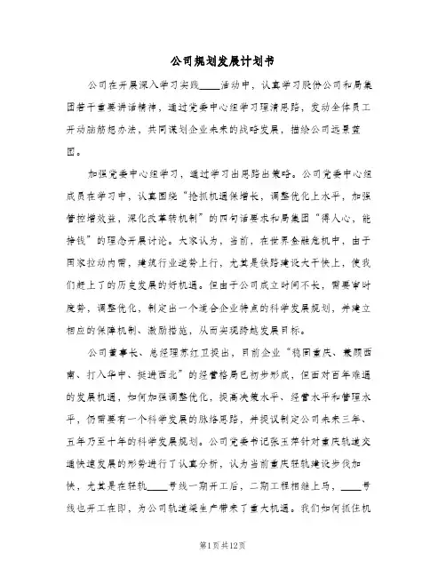公司规划发展计划书（3篇）