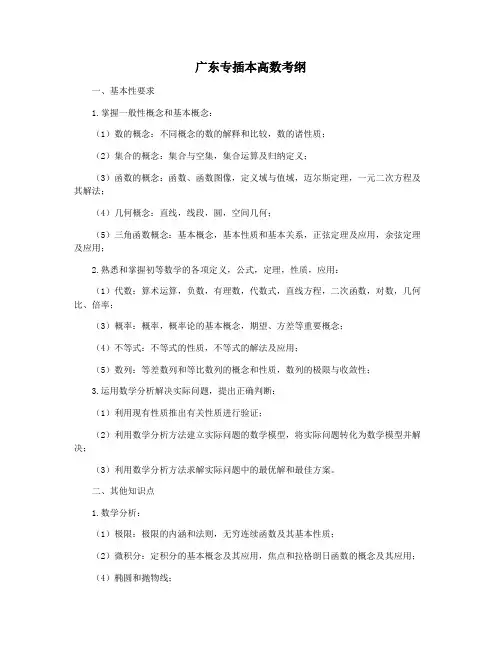 广东专插本高数考纲