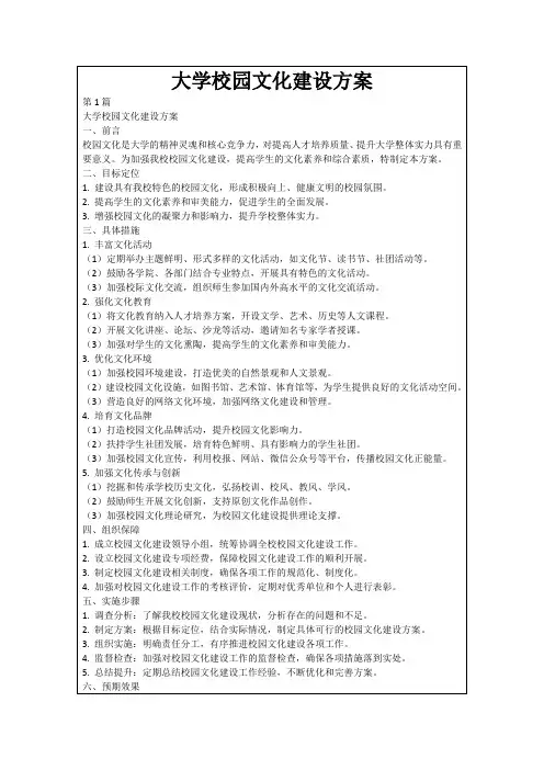 大学校园文化建设方案