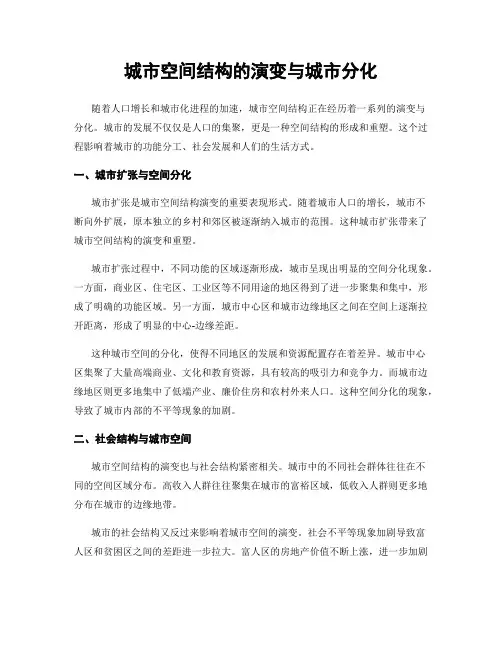 城市空间结构的演变与城市分化
