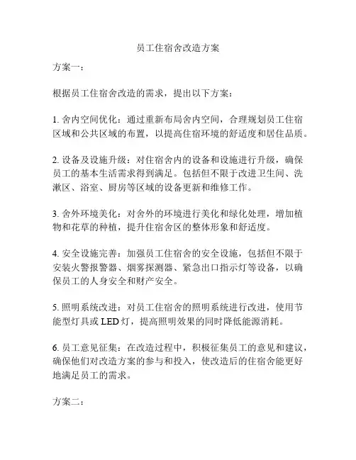 员工住宿舍改造方案