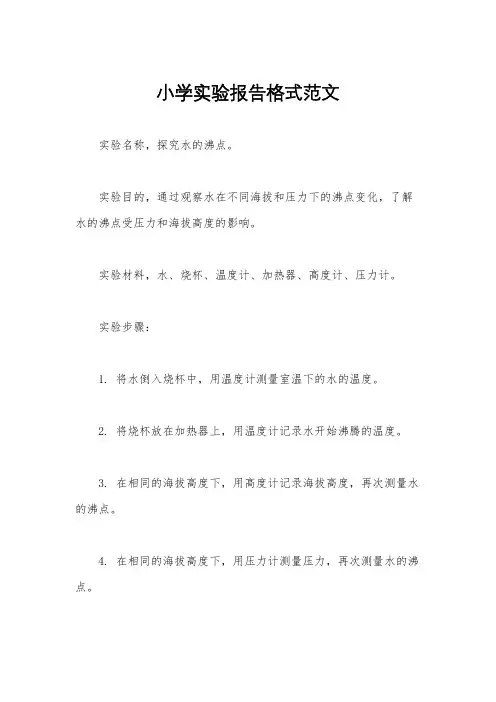 小学实验报告格式范文