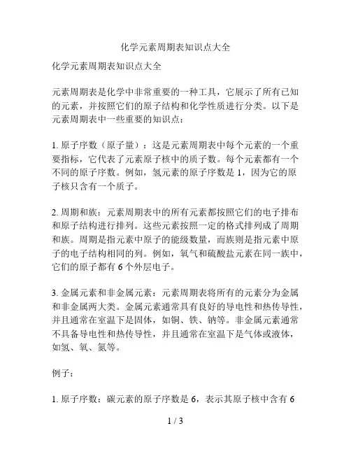 化学元素周期表知识点大全
