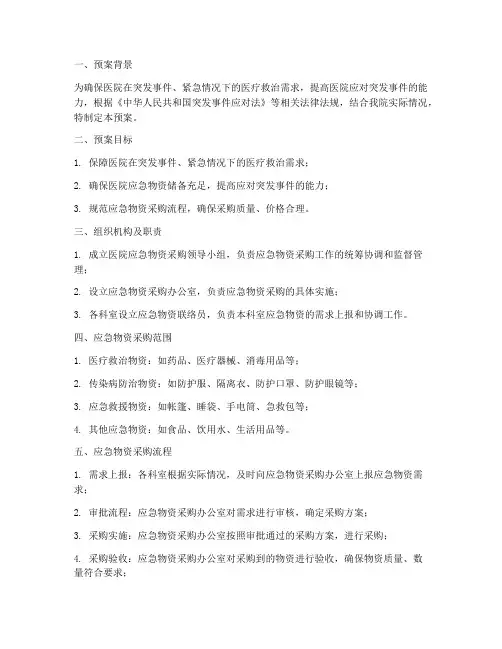 医院应急物资采购预案