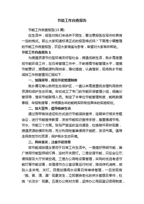 节能工作自查报告