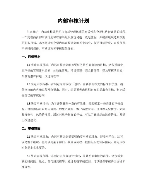 内部审核计划