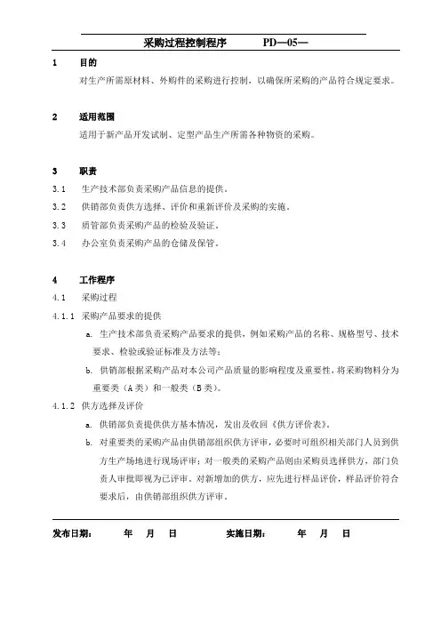 采购控制程序