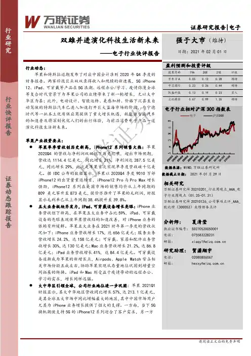 电子行业快评报告：双雄并进演化科技生活新未来