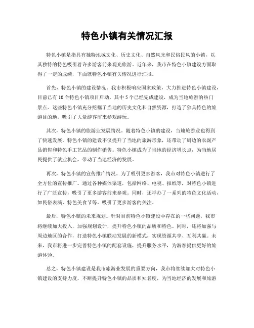 特色小镇有关情况汇报