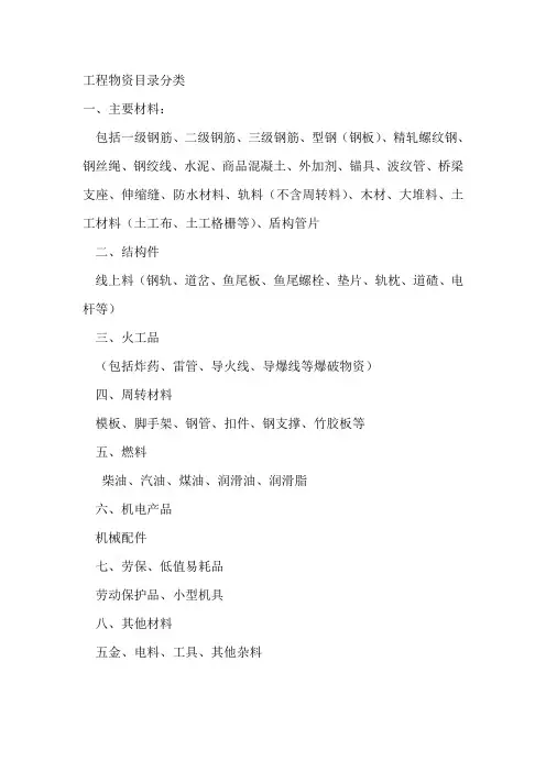 工程物资分类