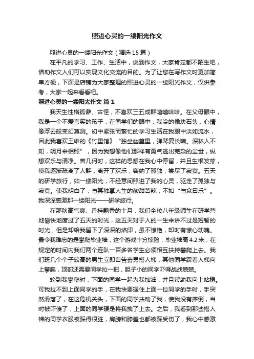 照进心灵的一缕阳光作文