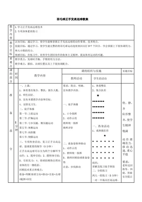 羽毛球正手发高远球教案[7]