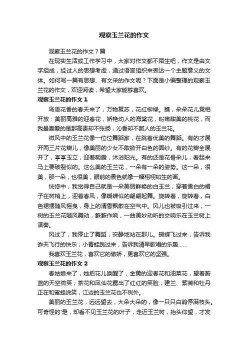 观察玉兰花的作文7篇