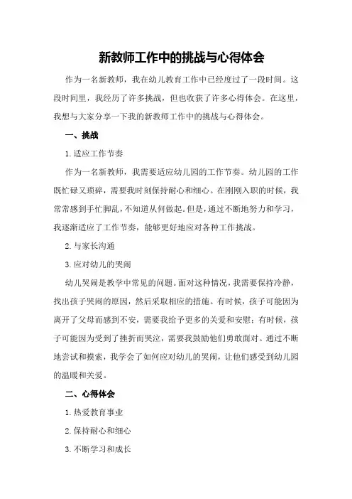 新教师工作中的挑战与心得体会