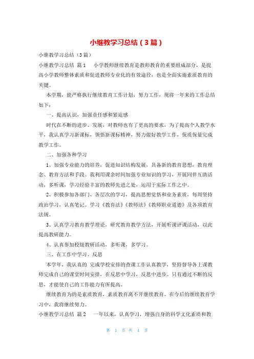 小继教学习总结(3篇)