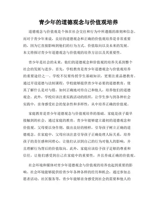 青少年的道德观念与价值观培养