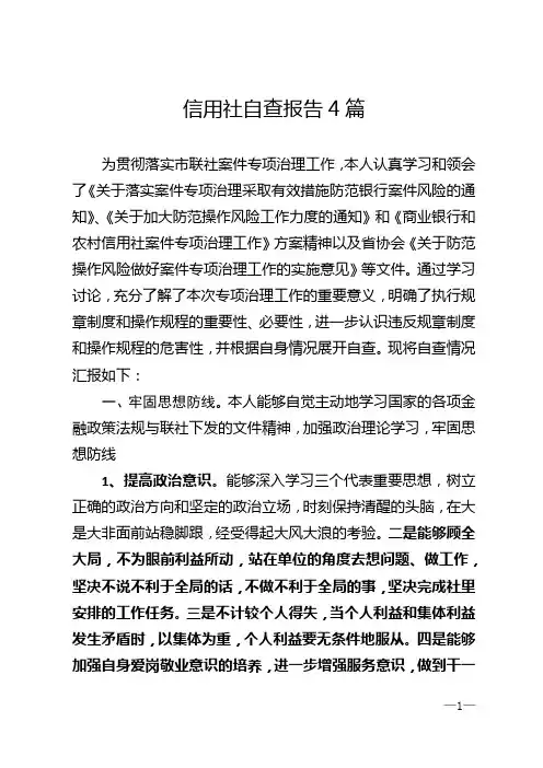 信用社自查报告4篇