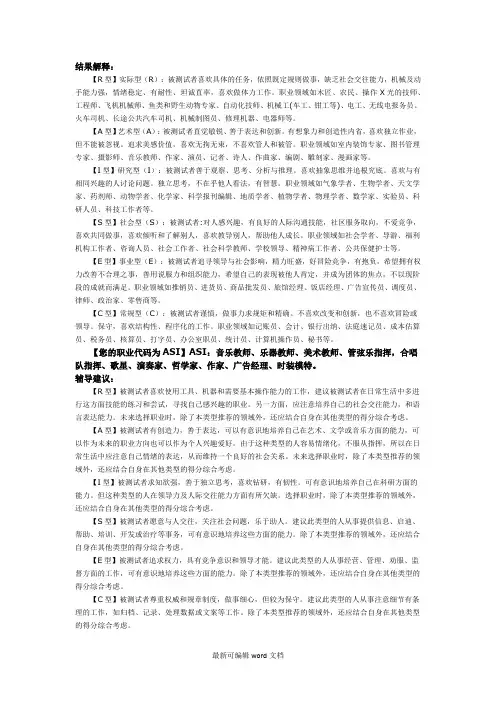 霍兰德职业生涯规划
