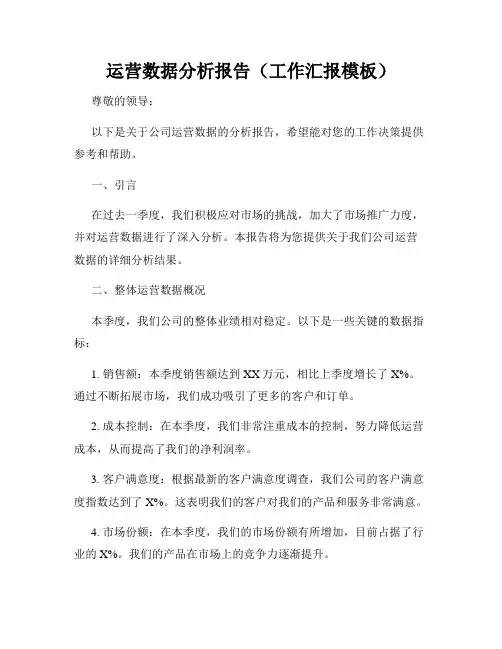 运营数据分析报告(工作汇报模板)
