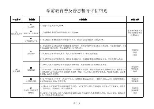 学前教育普及普惠督导评估细则