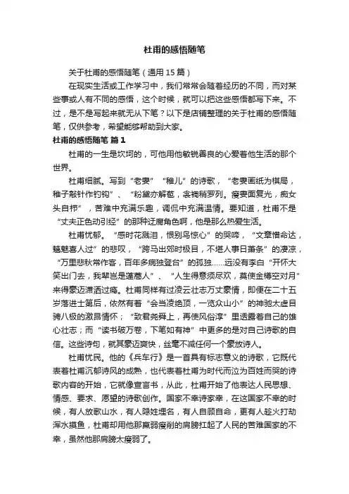 杜甫的感悟随笔