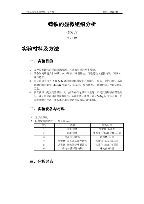 铸铁的显微组织分析