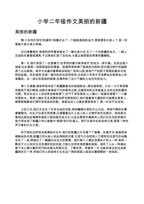小学二年级作文美丽的新疆