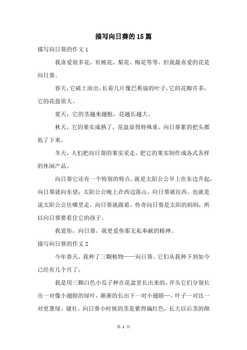 描写向日葵的15篇