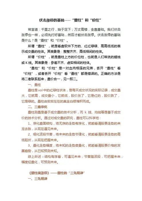 伏击涨停的基础----“量柱”和“价柱”