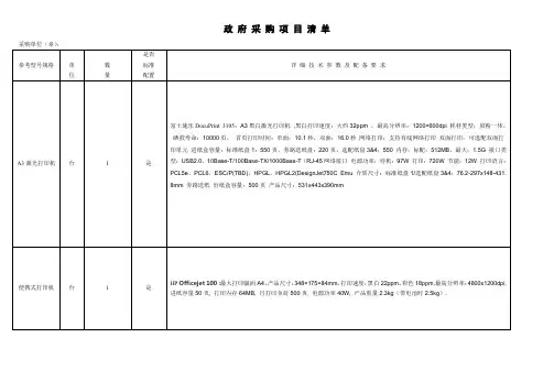 政府采购项目清单